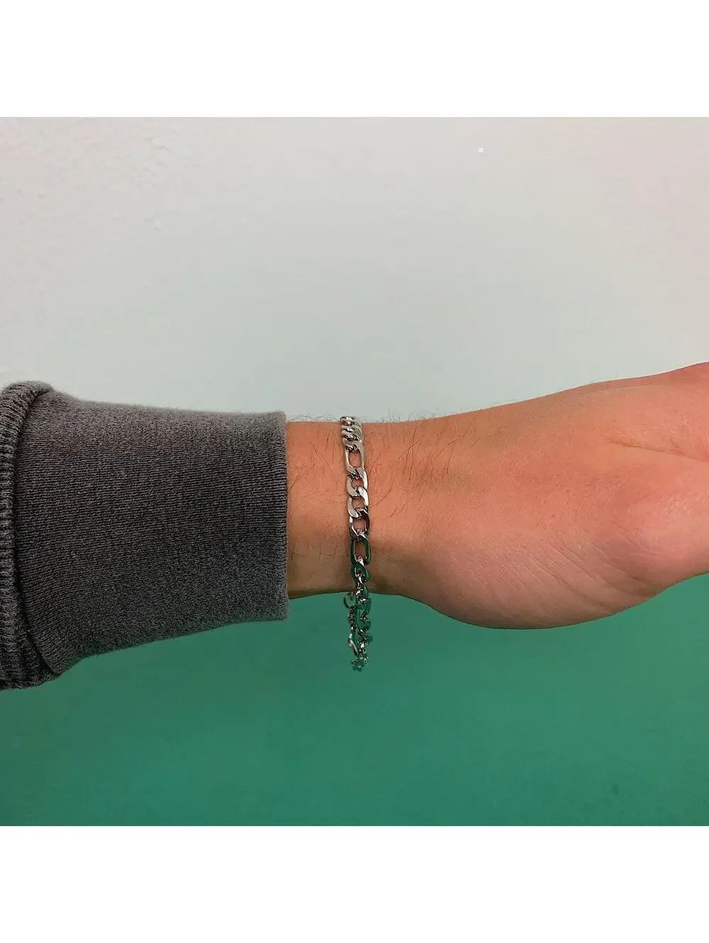 Cyber Vintage y2k 2000s style Figaro Sterling Silver grunge punk Bracelet. 8